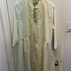 Cream Button-Up Long Dress